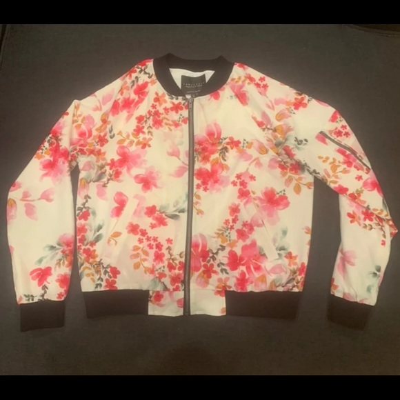 Sanctuary Pink Floral Bomber Jacket M - Picture 1 of 5